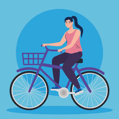 Fototapeta na wymiar beautiful woman in bike avatar character vector illustration design