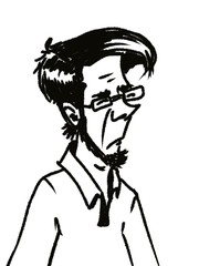 man in glasses portrait cartoon character isolated on white