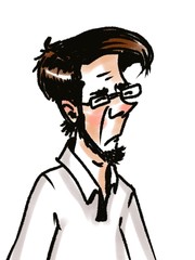 man in glasses portrait cartoon character isolated on white
