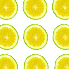 Closeup Fresh lime or citrus-fruit of lime slices isolated on a white background and copy space for your product, Background of lemon
