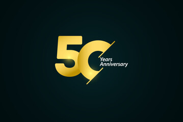 50 Years Anniversary Celebration Gold Logo Vector Template Design Illustration