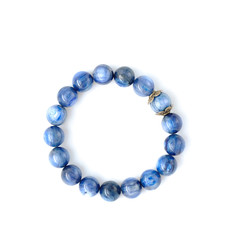 Lapis Lazuli gem or blue rock bracelet or wristband isolated on white background, accessories for the wrist.