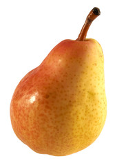 Yellow pear isolated on white background. Clipping path