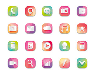 phone and mobile app buttons icon set, detailed design