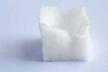 Melamine sponge or Magic nano sponge on white background, Close up shot, Selective focus, Housekeeping clean concept