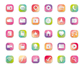 mobile, web, app buttons icon set