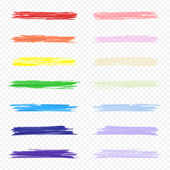 Obraz premium Set of colors rainbow. Watercolor style design on transparent background. Pastel tone. Vector illustration.