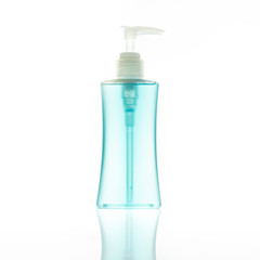 Pocket antiseptic hand sanitizer gel isolated on white background,corona virus prevention medical hand sanitizer gel,hydro alcoholic ,transparent blue antibacterial liquid with oxygen bubbles