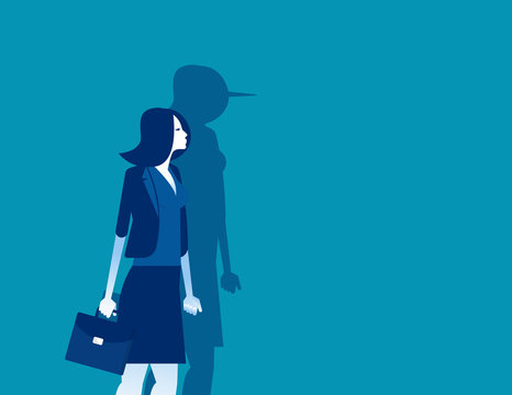 Businessman of shadow of his long nose. Lying people concept. Flat cartoon vector illustration style