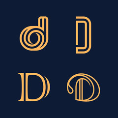 D Logo Mark Logo Letter, set of initial D logo vintage