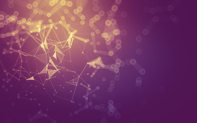 Abstract background. Molecules technology with polygonal shapes, connecting dots and lines. Connection structure. Big data visualization.