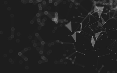 Abstract background. Molecules technology with polygonal shapes, connecting dots and lines. Connection structure. Big data visualization.