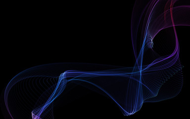 Dark abstract background with a glowing abstract waves