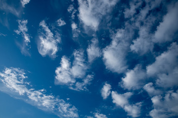 Blue sky with white and gray clouds