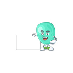 Staphylococcus aureus cartoon character concept Thumbs up having a white board