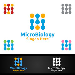Micro Science and Research Lab Logo for Microbiology, Biotechnology, Chemistry, or Education Design Concept