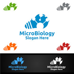 Micro Science and Research Lab Logo for Microbiology, Biotechnology, Chemistry, or Education Design Concept