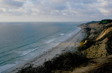 Ocean view off the cliffs overlooking Black's Beach in San Diego, California