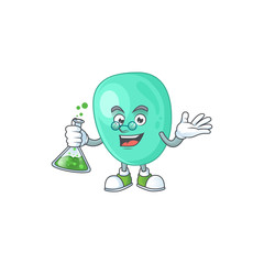 Staphylococcus aureus genius Professor Cartoon character holding glass tube