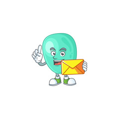 Cute face staphylococcus aureus mascot design bring brown envelope