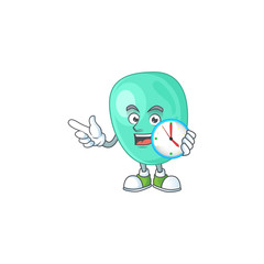 Staphylococcus aureus mascot design concept holding a circle clock