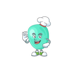 Staphylococcus aureus cartoon design style proudly wearing white chef hat