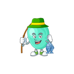 A Picture of staphylococcus aureus fisher mascot design catch a fish