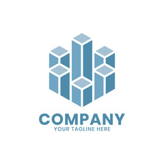 Stylish and Simple Hexagonal Building Monogram Logo