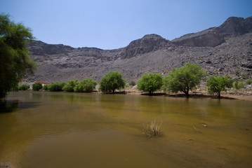 Fototapeta na wymiar Tanuf dam wadi in Nizwa, Oman
