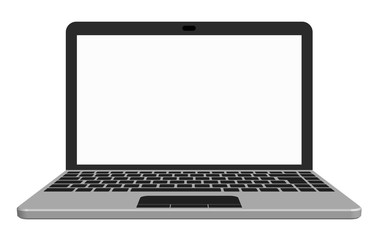Silver laptop with blank screen. Template. Isometric vector on a white background