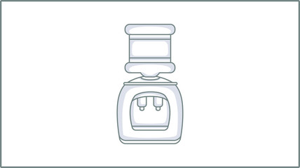 Vector Linear Water Cooler icon. Kitchen Utensils Illustration. Office Water Cooler Drawing.	