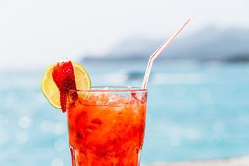 Frozen cocktail in front of the sea