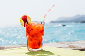 Frozen cocktail in front of the sea