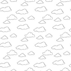 Obraz premium Vector hand drawn ornament clouds seamless pattern