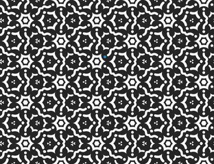Seamless geometric pattern, texture or background vector in black, white colors.