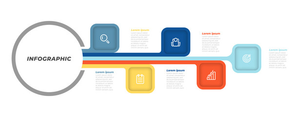 Naklejka premium Business infographics. Timeline design elements with 5 options or steps. Vector illustration.