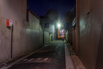 old narrow street at night