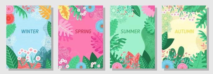 Vector set floral background, Nature background, banner, cover, templates, posters.