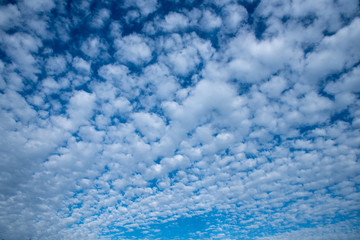 Blue sky with white and gray clouds
