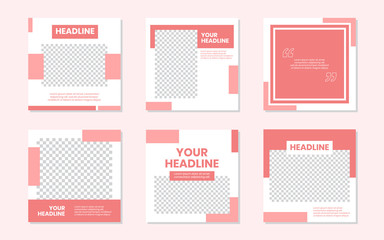 Slides Abstract Unique Editable Modern Social Media Banner Peach Pink Red Template. Anyone can use This Design Easily. Promotional web banner for social media. Vector Illustration