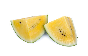 Fototapeta na wymiar yellow watermelon on a white background