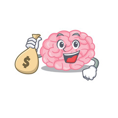 Fototapeta premium Rich human brain cartoon design holds money bags