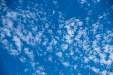 Blue sky with white and gray clouds