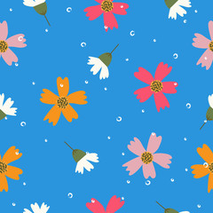 Cute vintage hand drawn flower pattern for wallpaper,gift wrapping,packaging seamless vector background design 
