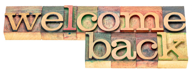 Welcome back sign in wood type