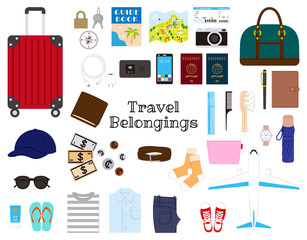 Fototapeta na wymiar Illustration of belongings of overseas travel