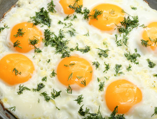 Close-up photo of scrambled eggs.