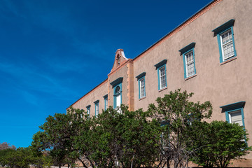 Fototapeta na wymiar Historic Lamy Building is now the tourist center on the Old Santa Fe Trail in Santa Fe