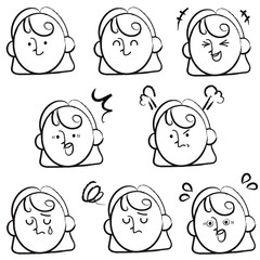 vector avatar profile icon set head manga anime