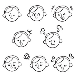 vector avatar profile icon set head manga anime